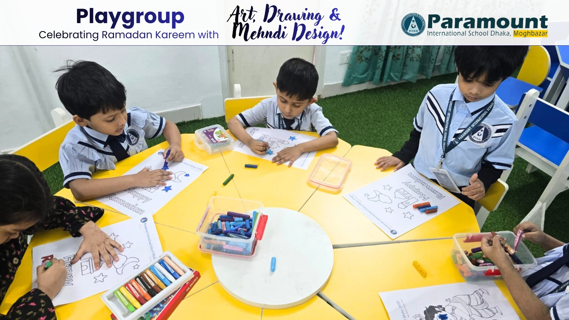 Paramount, Moghbazar- Playgroup Students are celebrating Ramadan Kareem with Art, Drawing and Mehndi design 1